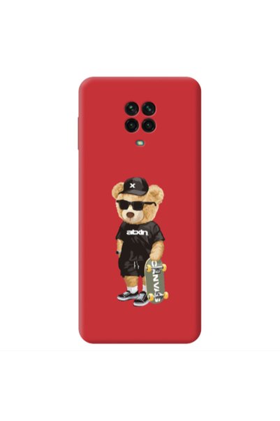 Other Xiaomi Redmi Note 9 Pro Bear with glasses Red Colored Silicone TPU Θήκη