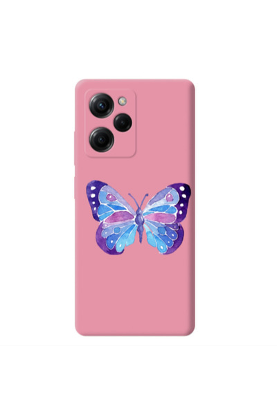 Other Xiaomi Poco X5 Pro Big Butterfly Pink Colored Silicone TPU Θήκη