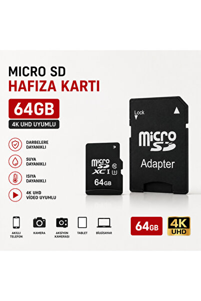 WOTOBEUS Micro SD Hafıza Kartı 64 -128 - 256 GB Class 10 4K UHD Uyumlu microS...