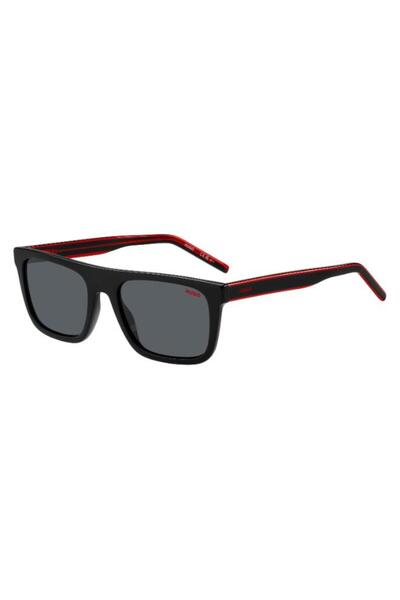 HUGO UV Protected Sunglasses Black Red Frame Grey Mirror Lens 54mm - HG-1297/...