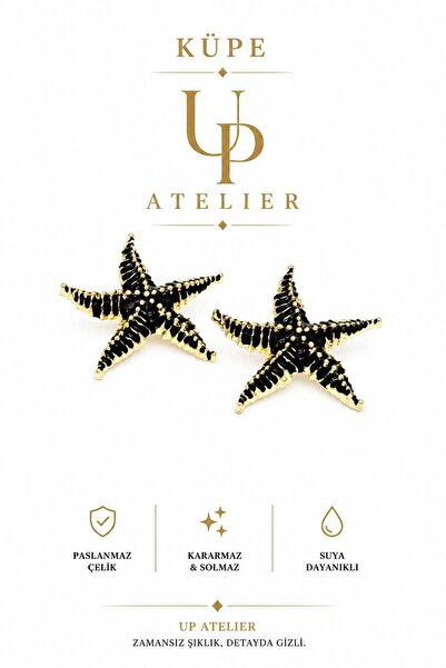 Up Atelier Beach Fashion Black Sea Star Zr Model Earrings