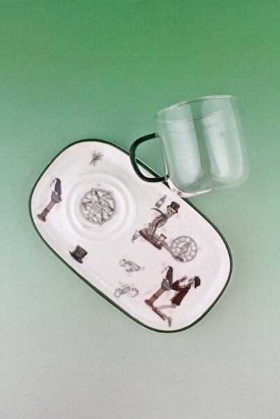 Bursa Porselen Dekor Marginal Porcelain Serving Bowl Glass Mug Set