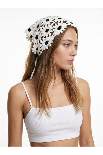 DM DİLAN MODA Women's Crochet Floral Hair Bandana / Multipurpose Waist Scarf