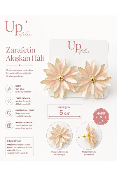 Up Atelier أقراط ديزي وردية اللون