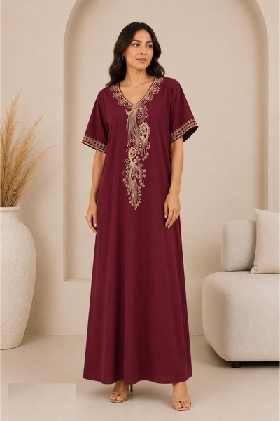AYOUSH Royal Peacock Embroidered Jalabiya in Gold Rose Color with New Trendy ...