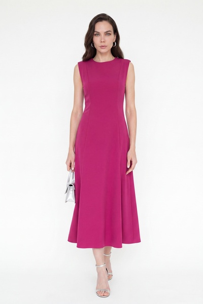 Lafaba Rochie de ocazie midi căptușită, mulată, fucsia, pentru femei