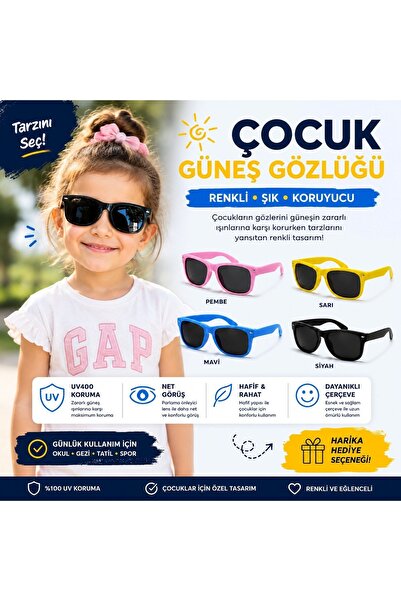 Keyfi Sepet Çocuk Güneş Gözlüğü UV400 Korumalı Kız Çocuk Gözlüğü Hafif Esnek ...