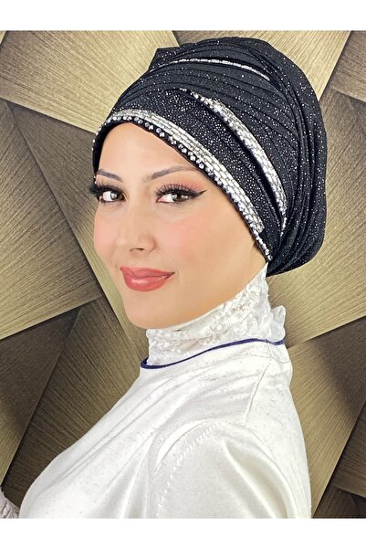 BUTİKAMBAR KALIN ŞERİT BONCUK İŞLEMELİ ABİYE ŞAL