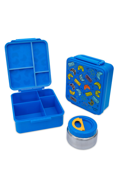 Bamboo Bark childrens kids large school lunch box, bento, snack box with comp...