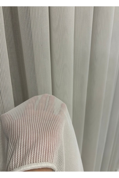 çolakperde Ağır Gramajlı kırık beyaz Renkli fitilli Tül Perde 1/3 Sık Pileli