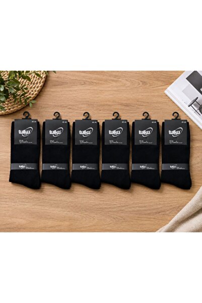TUTKU PLUS Bamboo Men's Socks 6 Pack Black Seamless Daily Socks Diamon Model 19