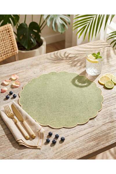 REDTAG Green Embellished Round Placemat