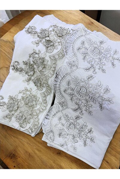 TUTUYA TEXTIL 2 Li Fransız Güpürlü Çeyizlik 50x90 Prosop de catifea pentru mâ...