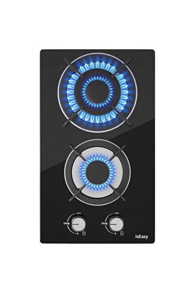 IsEasy Plita pe Gaz Incorporabila 2 Arzatoare 30 cm Negru, Aprindere Electric...
