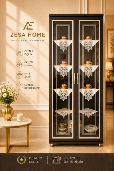 ZESA HOME 6 Piece Gardenia French Guipure Detailed Living Room Display Cabine...
