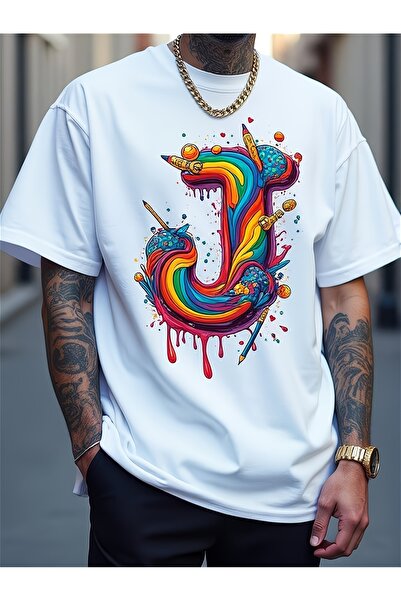 1001moda Men'S Casual Short-Sleeve Printed T-Shirt Eye-Catching Geometric J P...