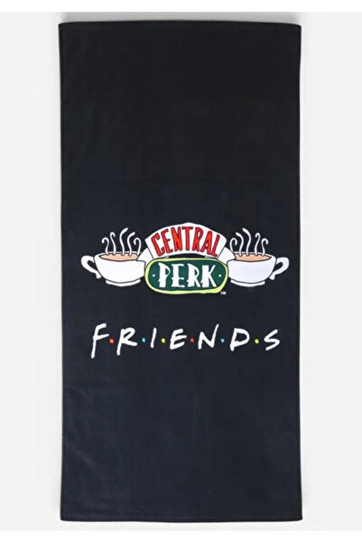 OEM Μαύρη Βαμβακερή Πετσέτα Θαλάσσης Friends 150 x 75 εκ.