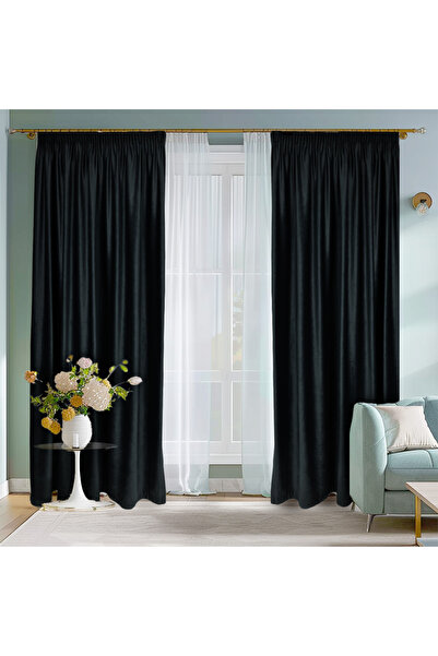Arasya Home Design Draperie de Catifea Semi-opaca 70% Negru