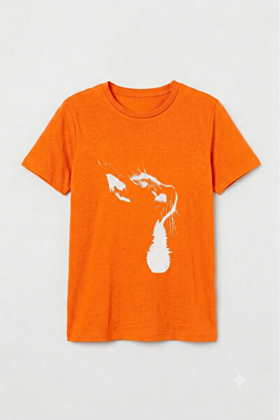 UNCİA OUTDOORS Women's Cat Print Oversized Wide Fit Crew Neck T-Shirt