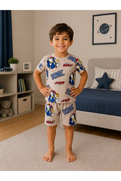 Fil Kids Dečački pamučni tanki letnji komplet pidžama sa kratkim rukavima i š...