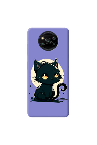 Other Xiaomi Poco X3 /X3 Pro Black Cat Purple Colored Silicone TPU Θήκη