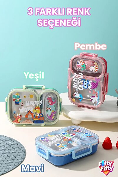 Vagonlife 600 ML Sızdırmaz İki Bölme Paslanmaz Çelik Lunch Box Yeni Nesil Sefer Tası Çatallı Kaşık ff7163