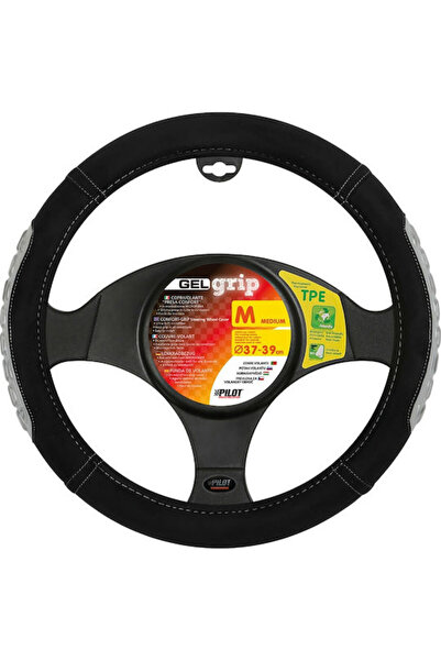 Lampa Car Steering Wheel Cover Gel Grip with Diameter 37-39cm Microfiber Black
