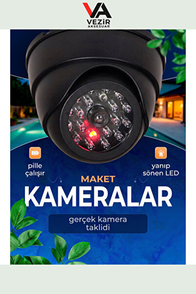 Maket Dome Kamera Kırmızı LED Işıklı | Kablosuz Güvenlik Kamerası Simülatörü