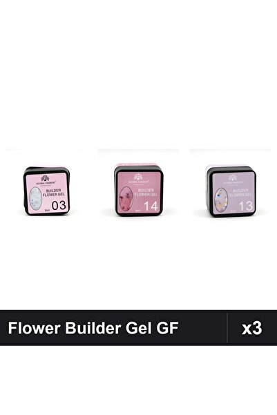 global fashion Set 3 Flower Builder Gel 8ml Nr.03 Nr.13 Nr.14 Constructie Ung...