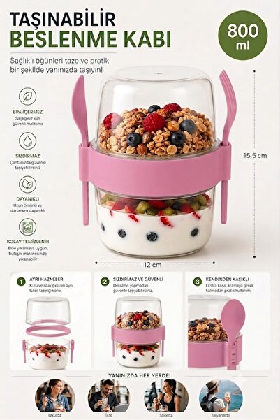 Sowo Home Yogurt Oatmeal Muesli Diet Storage Container Practical Portable Spo...