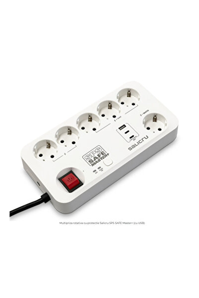Salicru Prelungitor cu protecție și USB/USB-C (6 prize și funcție Master-Slav...