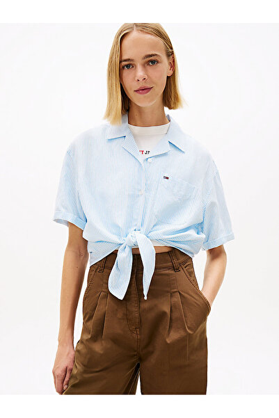 Tommy Hilfiger Kadın Tie Front Linen Gömlek