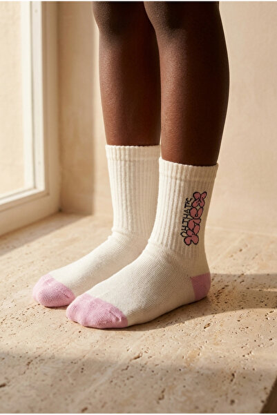 Katia&Bony Girl's Floral Patterned Socks Ecru