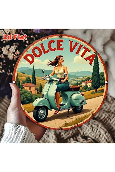 Choice 7.87x7.87in(20x20cm) green 2D Flat, Vintage Italian Countryside Motorc...