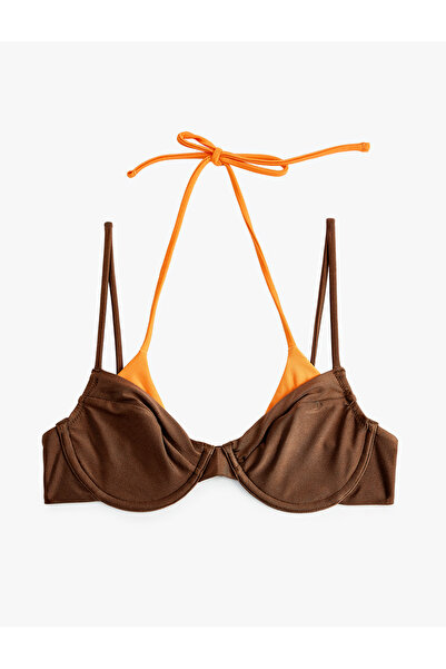 Koton Renk Kontrastlı Katmanlı Balenli Bikini Üstü