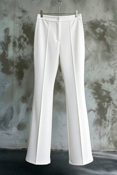 FERHEL Ženske pantalone od likre sa visokim strukom, širokim nogavicama i bel...