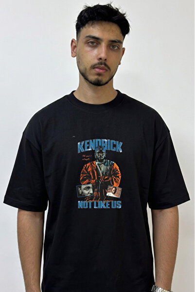 Anetos Kendrick Not Like Us Design Printed Oversize Black T-Shirt