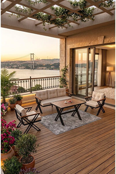 MOGARD Bahçe Balkon Mobilyası 3+1+1, Masa Sandalye , Kanepe Koltuk Mobilyası