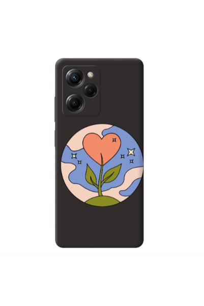 Other Xiaomi Poco X5 Pro Hearted Flower Black Colored Silicone TPU Θήκη