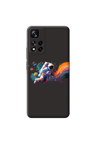 Other Xiaomi Redmi Note 11 Pro 5G Rainbow Space Black Colored Silicone TPU Θήκη