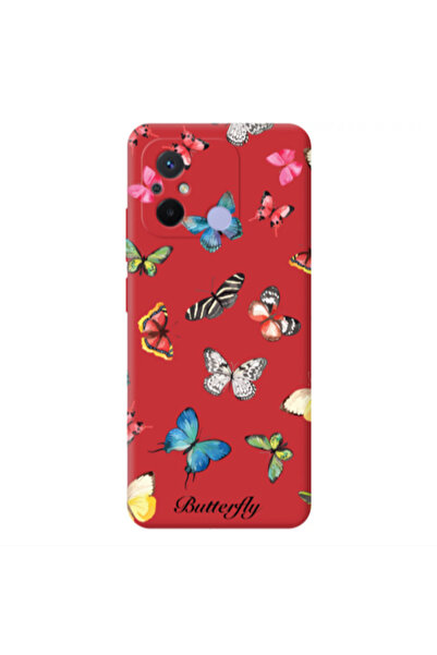 Other Xiaomi Redmi 12C Mixed Butterflys Red Colored Silicone TPU Θήκη