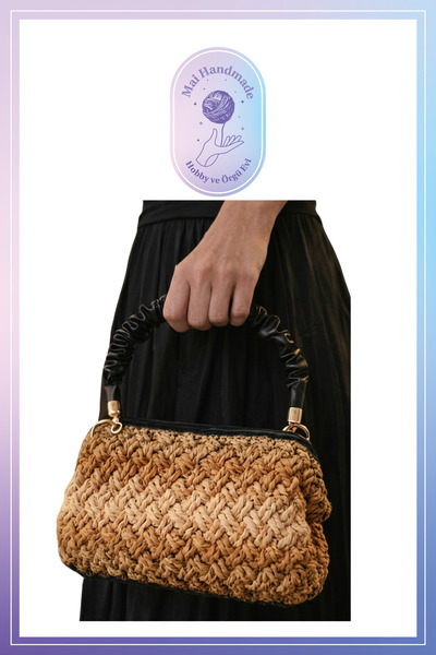 Mai Handmade Hobby ve Örgü Evi Örgü Çanta Yapım Seti Büzgü Sap Makrome İp Kağ...