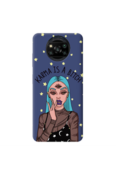 Other Xiaomi Poco X3 /X3 Pro Karma is a bitch Dark blue Colored Silicone TPU ...