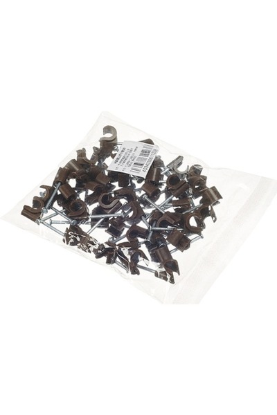 OEM Cleme clips fixare cablu 7-11 mm, cu cui, pachet 50 bucăți, culoare maro