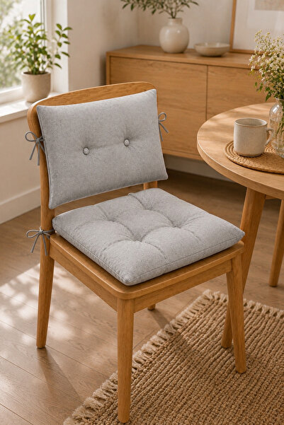 TOPCORN Bağcıklı 40x40-25x40 cm Yumuşak Dolgulu Sırt ve Oturma Minderi Balkon...