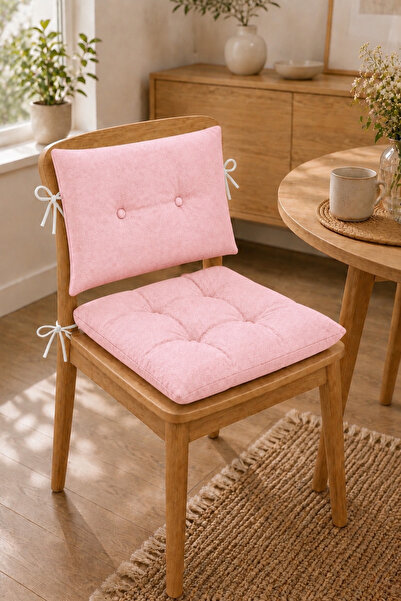 TOPCORN Bağcıklı 40x40-25x40 cm Yumuşak Dolgulu Sırt ve Oturma Minderi Balkon...
