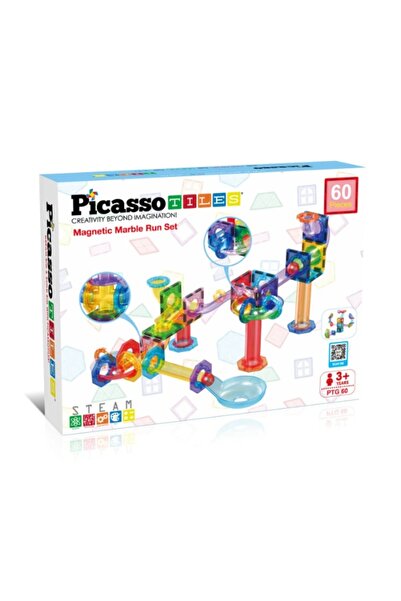 PicassoTiles ПИКАСО ТАЙЛС Магнитен конструктор за топчести писти, горен и дол...