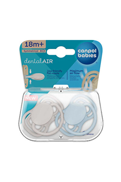 Canpol babies Suzeta simetrica din silicon +18m Dental Air Nude 2 Pcs 23/227_Blu