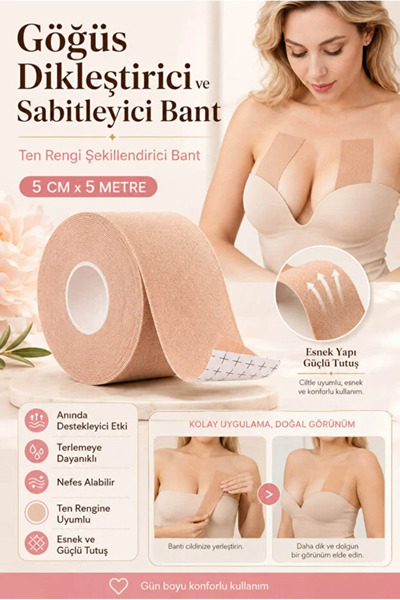 AYGÖREN HOME Göğüs Dikleştir Sabitleyici Toparlayıcı Şekillendirici Bant Ten ...