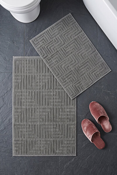 dekozer Lunaanthracite/Grey 2-Piece Mat Set Bathroom, Soft, Machine Washable,...
